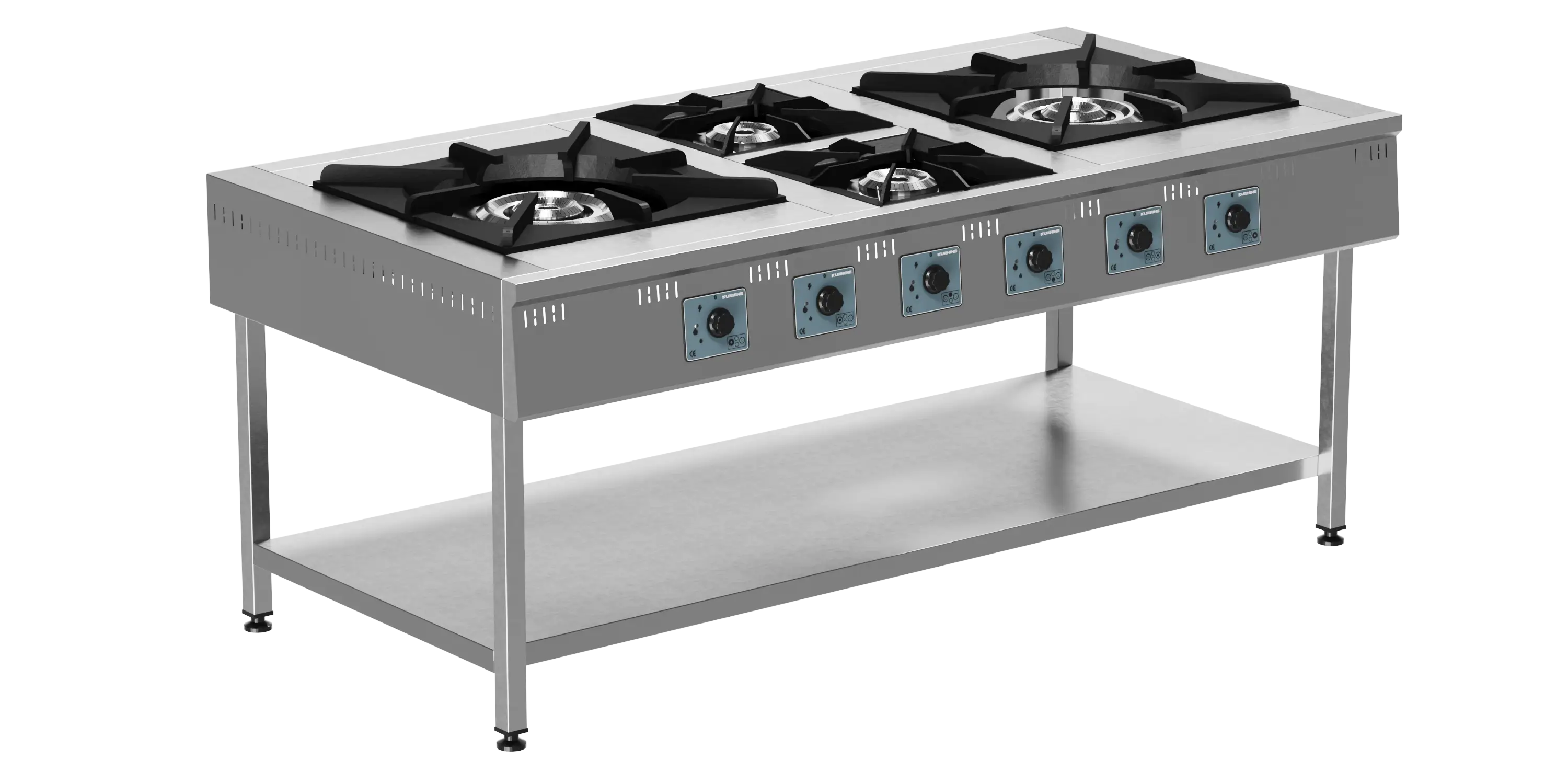 Taban Raflı Ocak 2(Çift Yanış)+2 Brulörlü Gazlı LPG (Gas Cooker 2+2 Burners LPG)