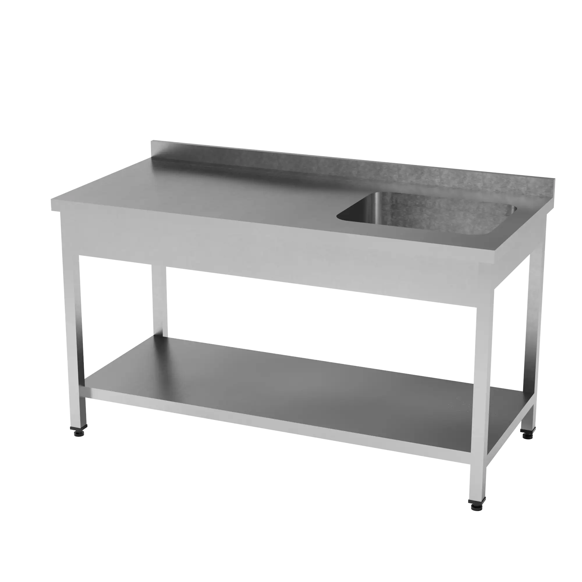 Tek Evyeli Tezgah Taban Raflı (Single Sink With Bottom Shelve) 2400x700x850